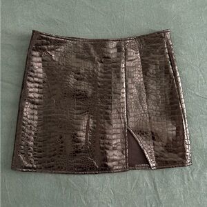 Motel Black Croc-Embossed Skirt